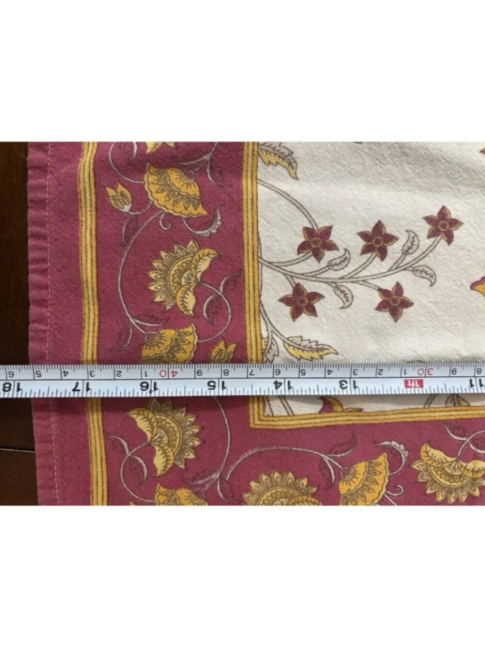 Pier‎ One Vintage Red Tan Beige Floral Cotton Napkins Set Of 8 Square